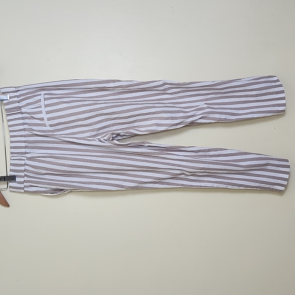Zara Basic Women's Tan and White Vertical Stripe Pants, Size Extra Small (XS) - Picture 3 of 11